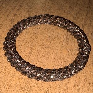 BLACK OVER COPPER MESH WRAPPED BRACELET BANGLE SHIMMERY METAL